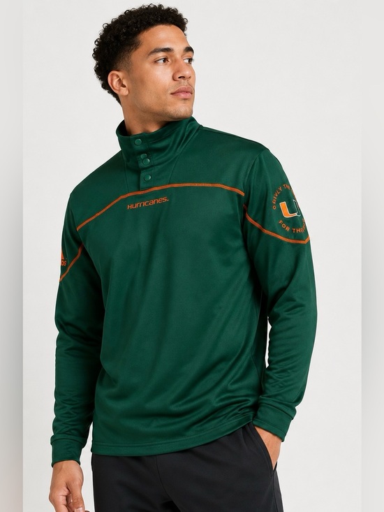 adidas Other - adidas Miami Hurricanes AEROREADY Quarter Snap Pullover Jacket Green Men’s